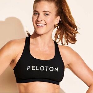 Peloton X Lululemon Black Sports Bra with White Logo